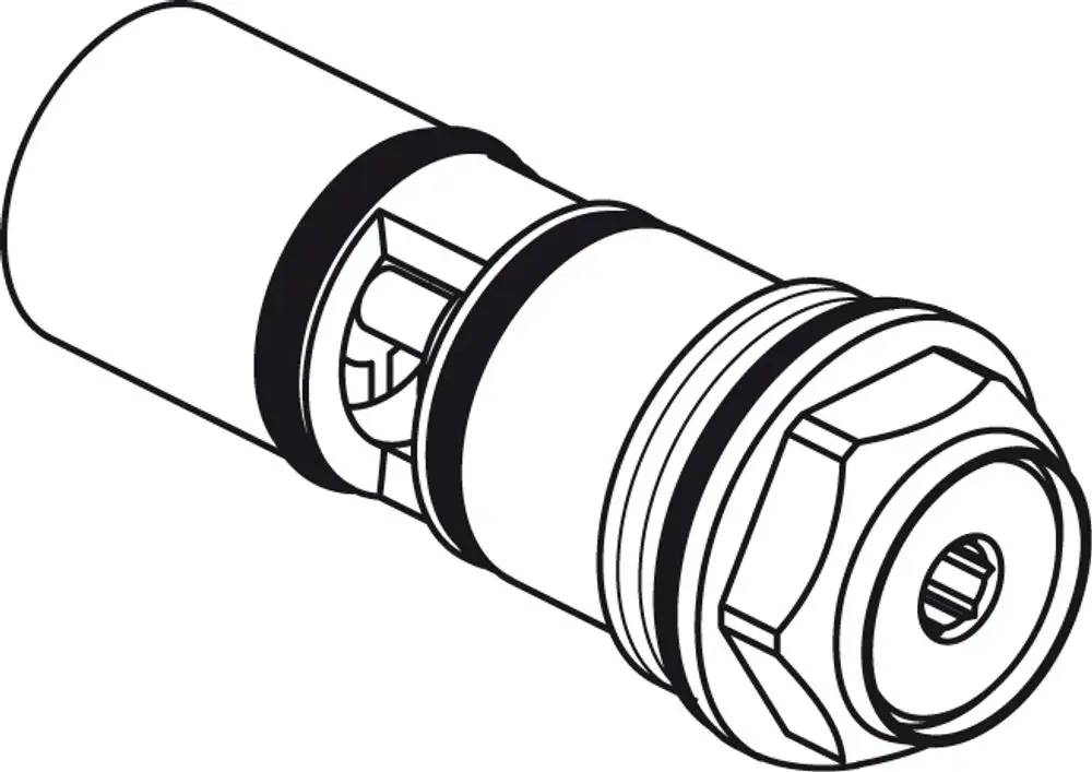 Ideal Standard RV-Stop-Einheit, dargestellt in einer schematischen Zeichnung, zeigt die Komponenten der Einheit ohne Maßangaben.